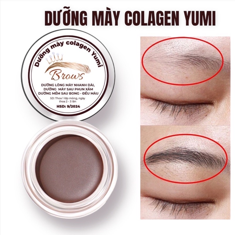 Dưỡng Mày Colagen Yumi,Dưỡng Lông Mày Tự Nhiên Dày Rậm Đen,Dưỡng Mày Sau Phun Xăm