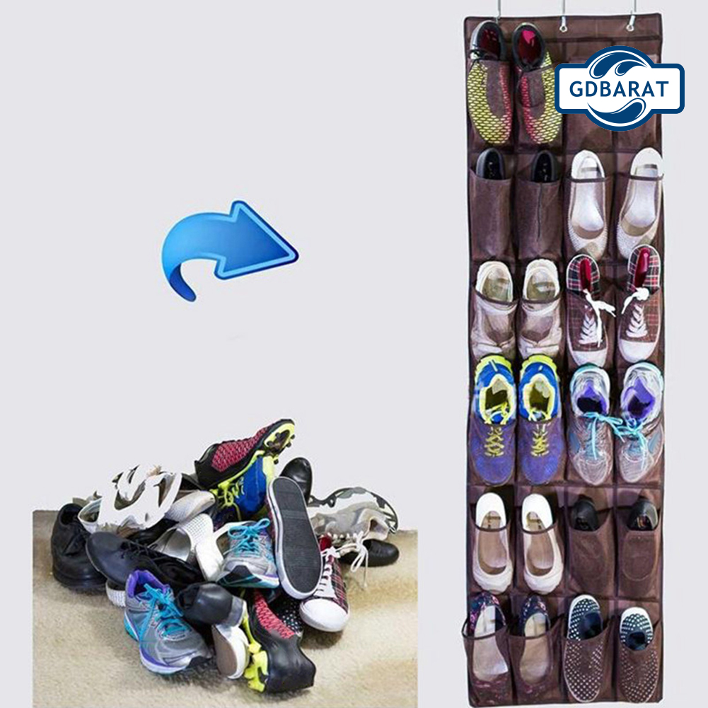 Túi đựng giày dép có móc treo tường sau cửa vải không dệt 24 ngăn giữ gọn gàng tiện lợi