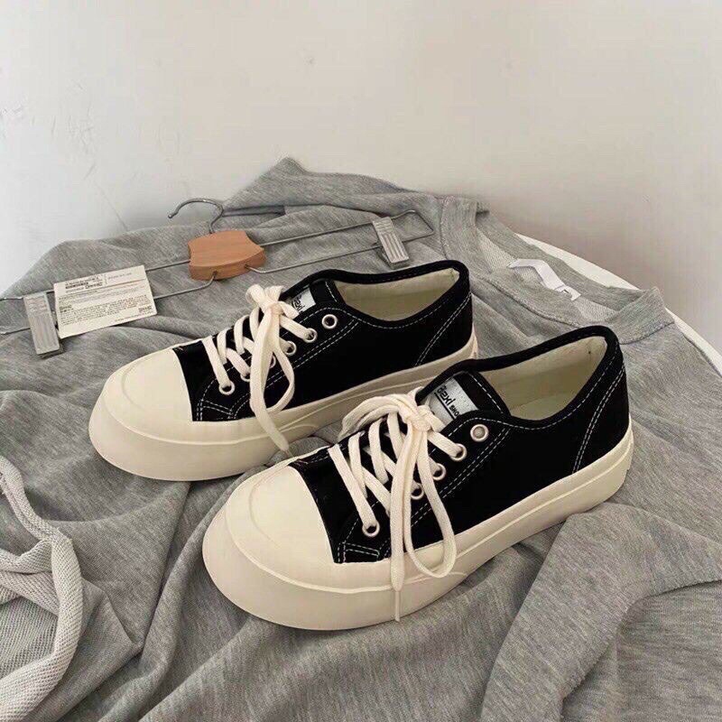 Giày Thể Thao Giày Sneaker Nữ Ulzzang Đế Bánh Mì Basic Vải Canvas