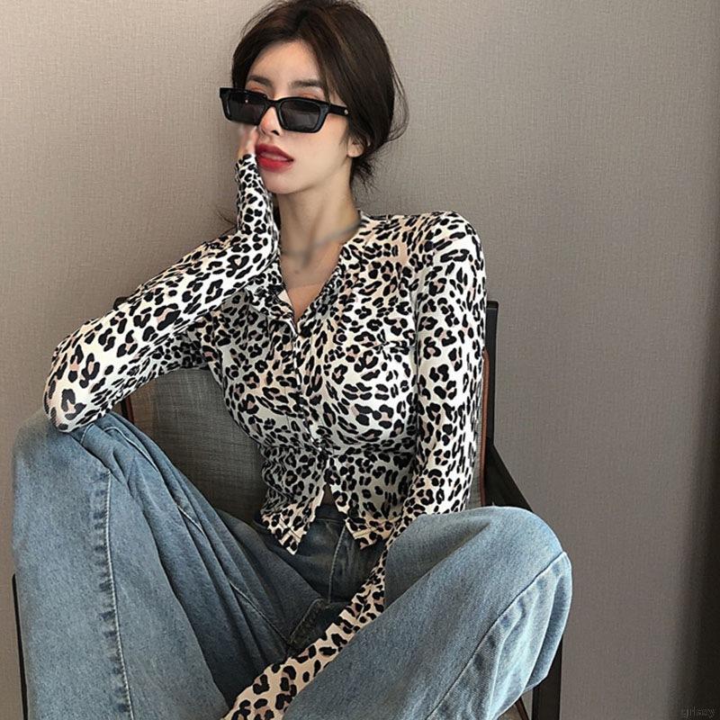 Áo dài tay họa tiết da báo phong cách sành điệu cho nữ