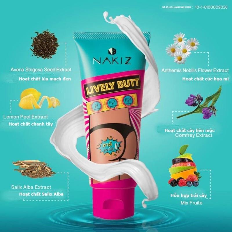 🦋giảm giá🦋Nakiz Lively Butt Intimate Areas Moisturizing and Brightening Cream 100g, Kem thoa thâm, mụn Mông, Bẹn, Nách, Lưng, Nhũ hoa, Cùi chỏ, Đầu gối