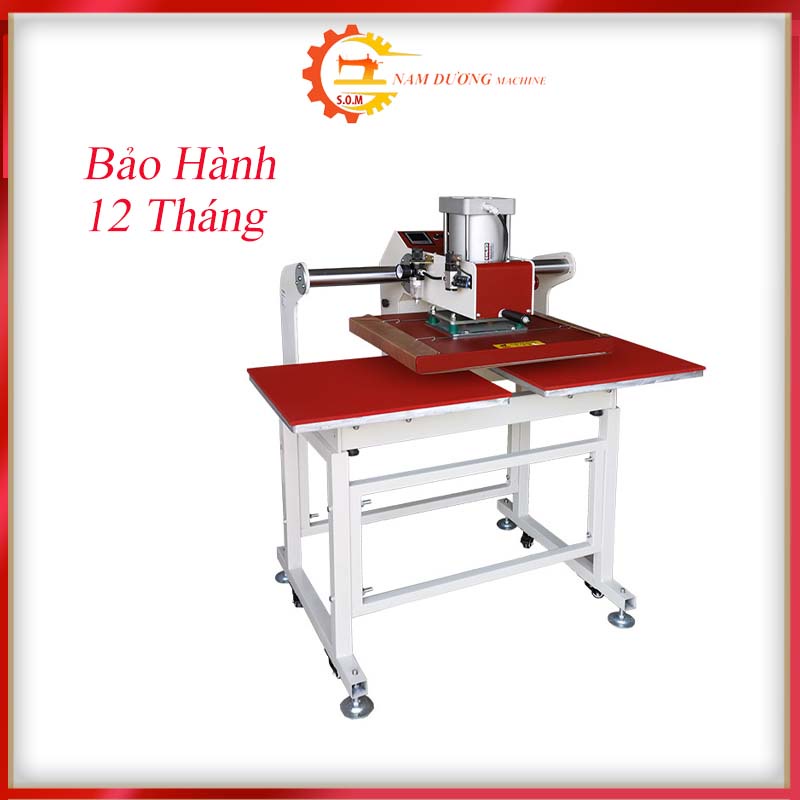 Máy ép nhiệt logo 2 mâm ép  khí nén bán tự động