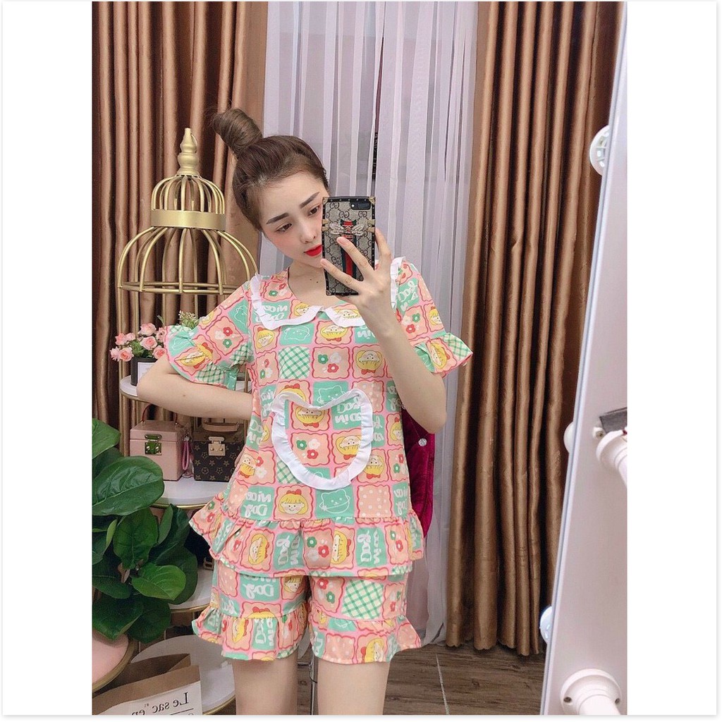 Set bộ tiểu thư mặc nhà Satin ngắn hoạ tiết đẹp , siêu xinh KOKO MI FASHION