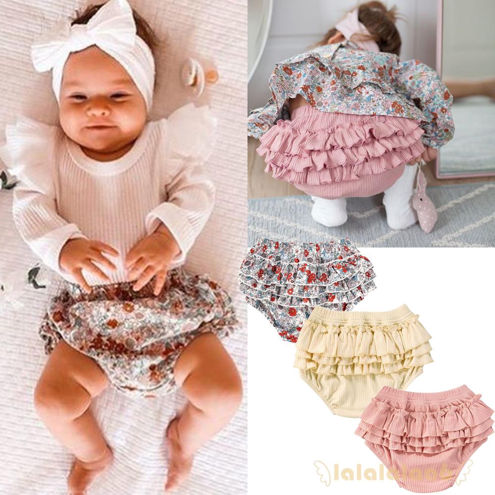 Quần Short Lưng Cao In Hoa Nhiều Tầng Cho Bé Gái