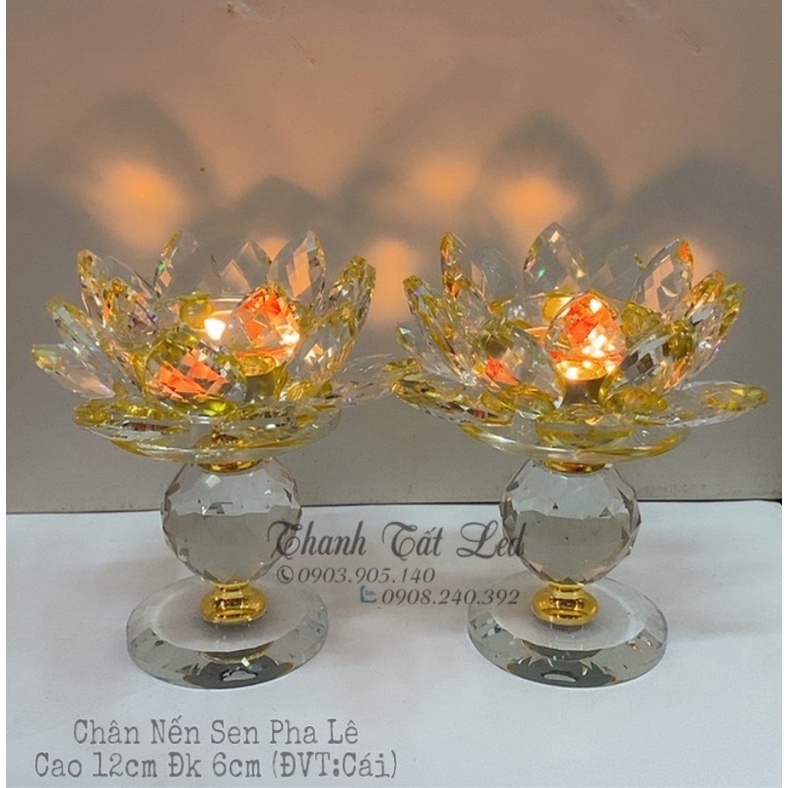 ✨ Đế nến hoa sen pha lê chân cao 12cm - ĐVT : Cái ✨