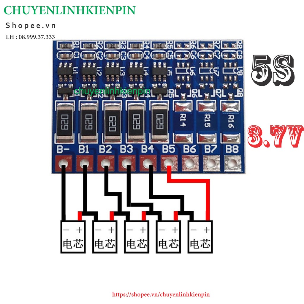 Mạch Ghép cân bằng pin Lion 2S 3S 4S 5S 6S 7S 4.2v 68ma ( BL64_7 )