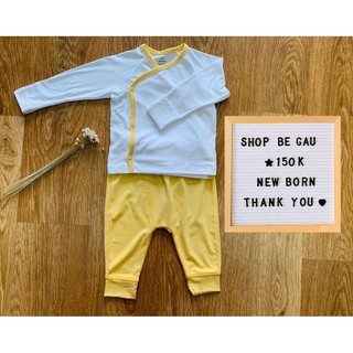 Bộ cài lệch newborn trắng vàng Nous