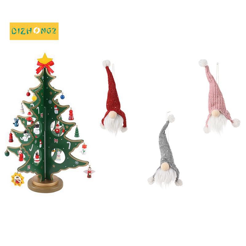 Tabletop Christmas Tree Decorations Kit with 3Pcs/Pack Christmas Tree Pendant Ornaments Forest Old Man Faceless Dolls