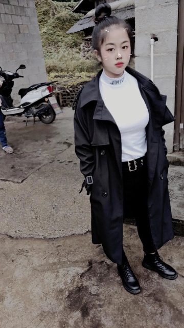 Áo Khoác Mangto nữ dáng dài phong cách hàn quốc, thời trang thu đông Quảng Châu