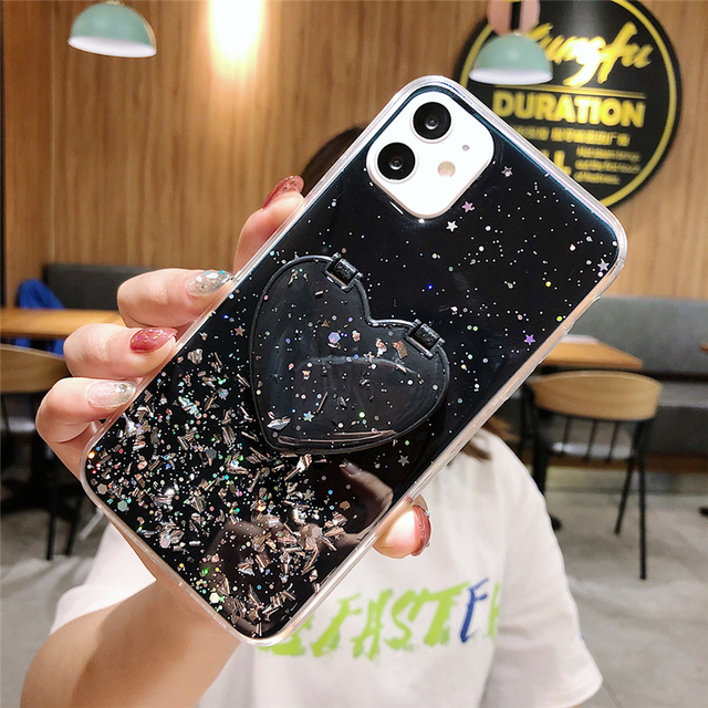 Oppo R15 Dream R15 A39 A57 A59 F1S A59 S A37 Ne 09 A73 F5 A83 A1 A79 gương trái tim epoxy long lanh Xanh hồng tím đen