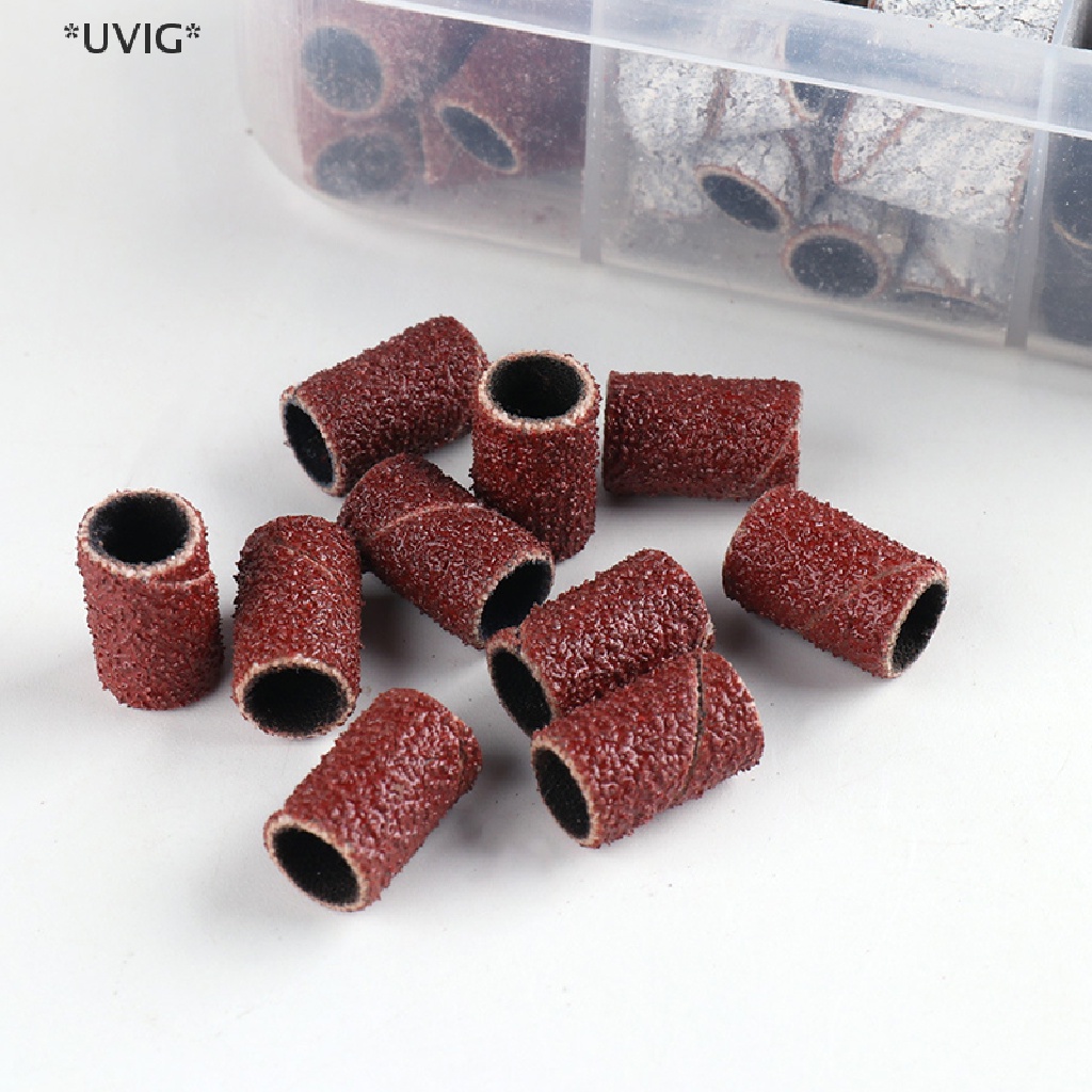 [[UVIG]] 60-75Pcs/Box Sanding Cap Bands  180/120/80 Grit Nail Drill Grinding Bit Files [Hot Sell]