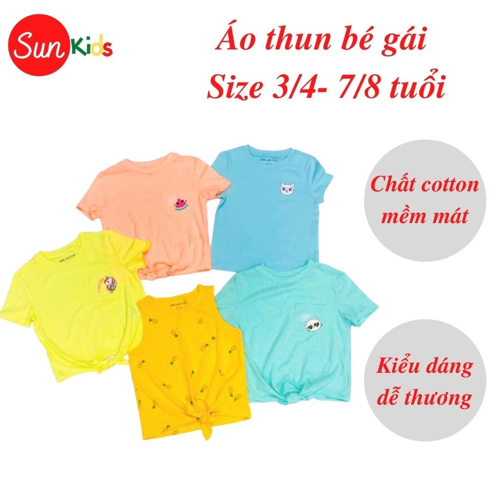 Áo thun cho bé gái, áo phông bé gái chất cotton mềm mát, size 3/4 - 7/8 tuổi - SUNKIDS1