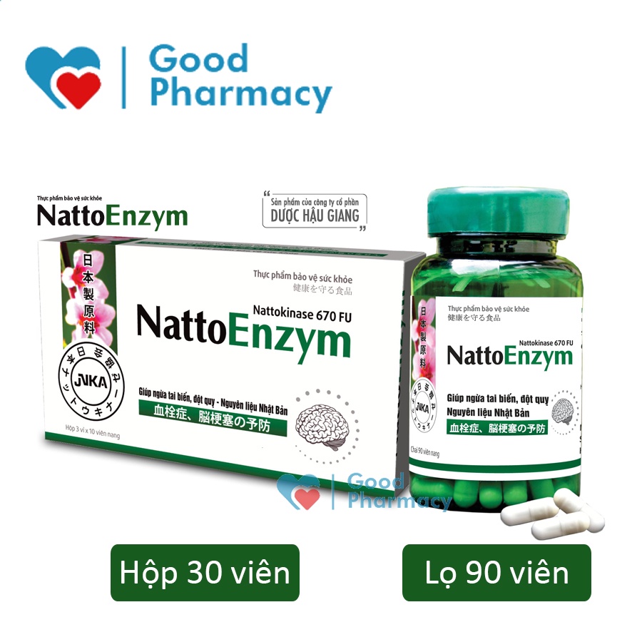 Nattoenzym / Natto Enzym / Nattokinase (Dược Hậu Giang) - Viên uống ngừa tai biến, đột quỵ, tắc mạch do cục máu đông