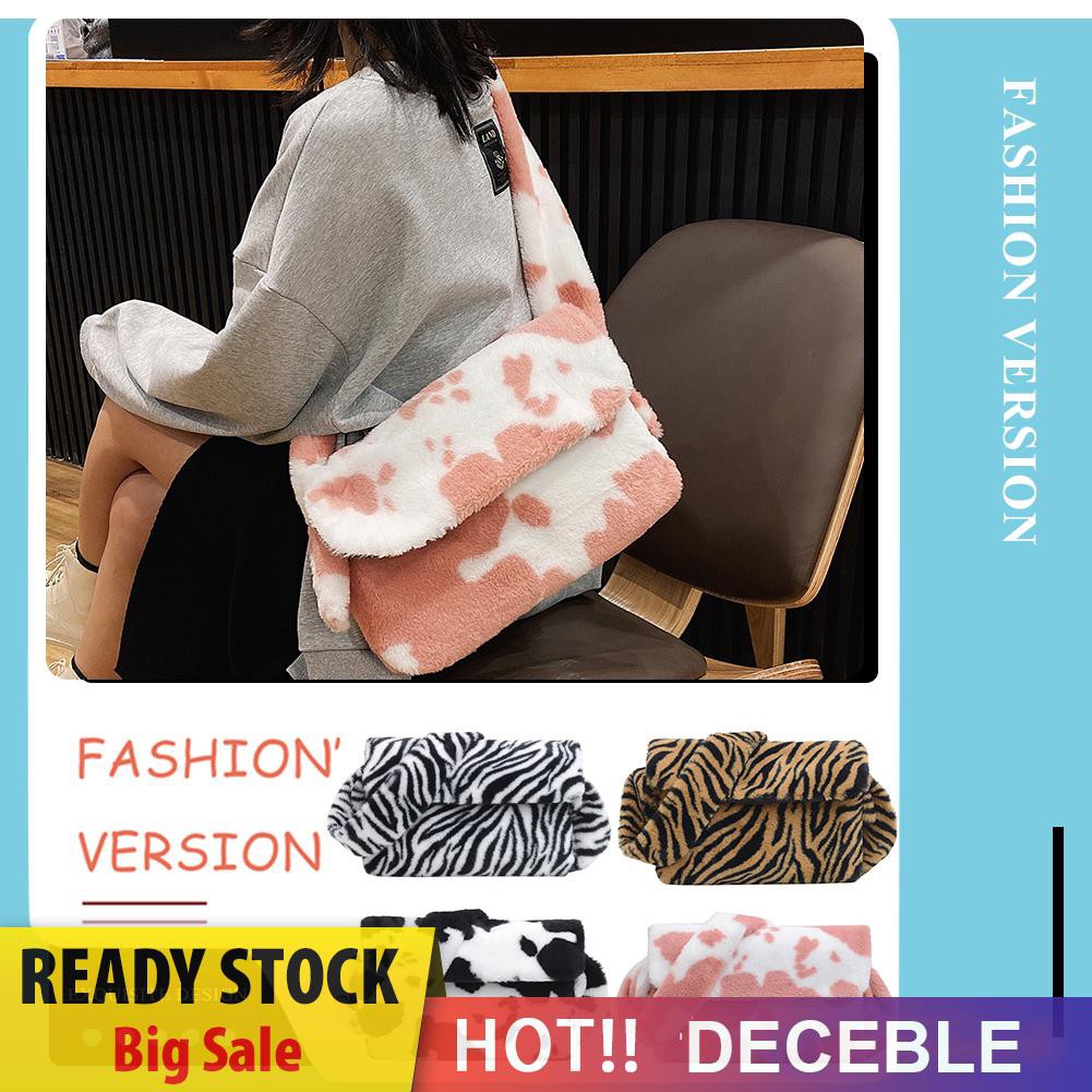 Túi xách lông in hoạ tiết màu da thú phong cách cổ điển cho nữ