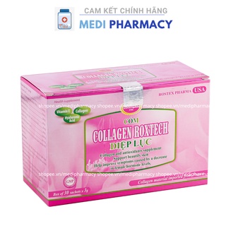 Cốm Collagen Roxtech Diệp Lục hồng giúp đẹp da, tăng nội tiết tố nữ - Hộp 30 gói
