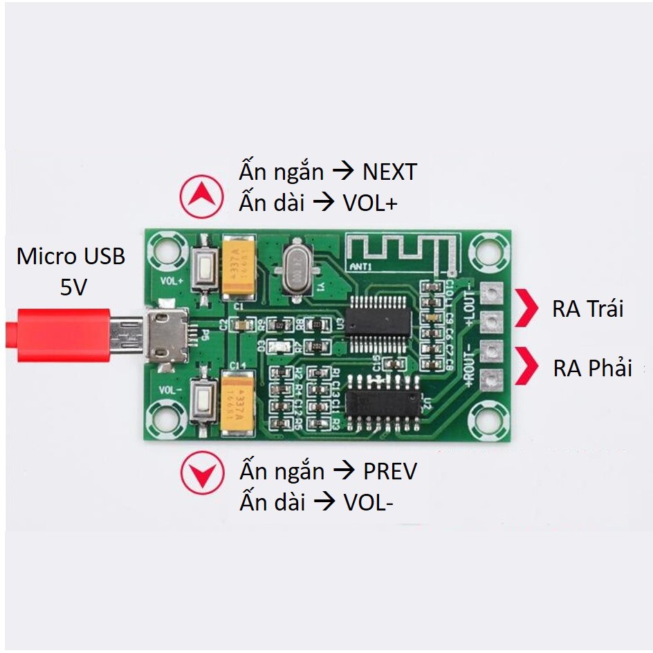 Denshitaro Mạch khuếch đại bluetooth 2x3W PAM8403 D00-218