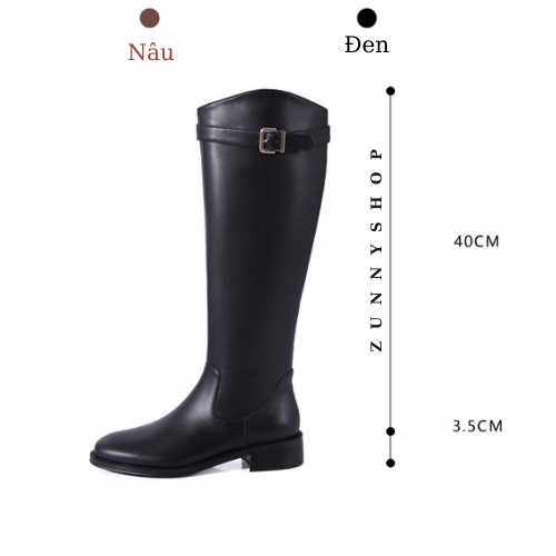 Giày boots bệt cổ lửng dưới gối khóa cài bắp chân, bốt cưỡi ngựa cổ điển mũi tròn khóa bên | WebRaoVat - webraovat.net.vn