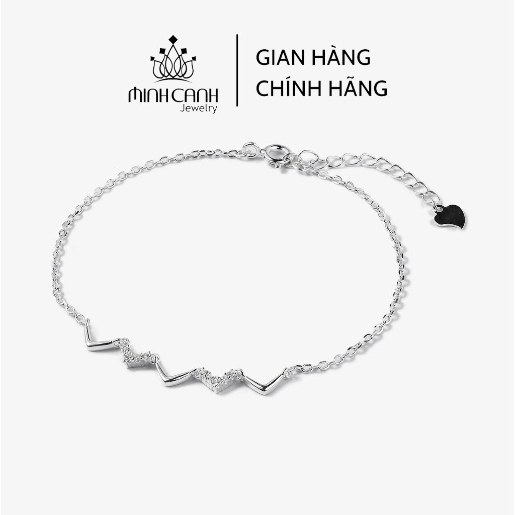 Lắc Chân Bạc Nhịp Tim Đính Đá - Minh Canh Jewelry