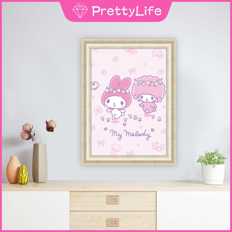 Bộ tranh đính đá 5D họa tiết hoạt hình My Melody độc đáo DIY kích thước 30x40cm/40x50cm