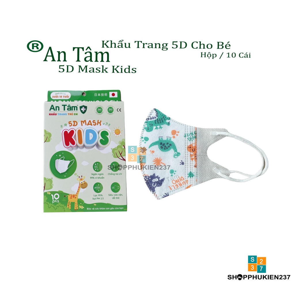 10 Cái Khẩu Trang Cho Bé 5D An Tâm Hàng 3 Lớp Vải SMS Nhiều Mẫu Mã