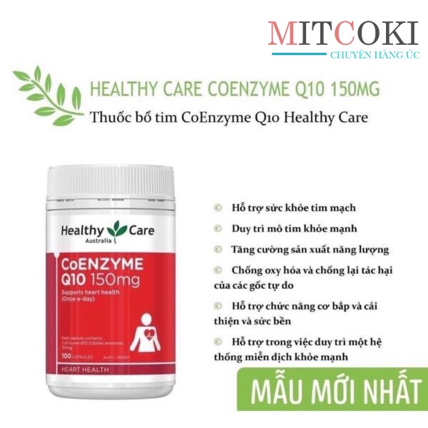 Viên uống bổ tim Healthy Care CoEnzyme Q10 150mg ÚC 100 viên