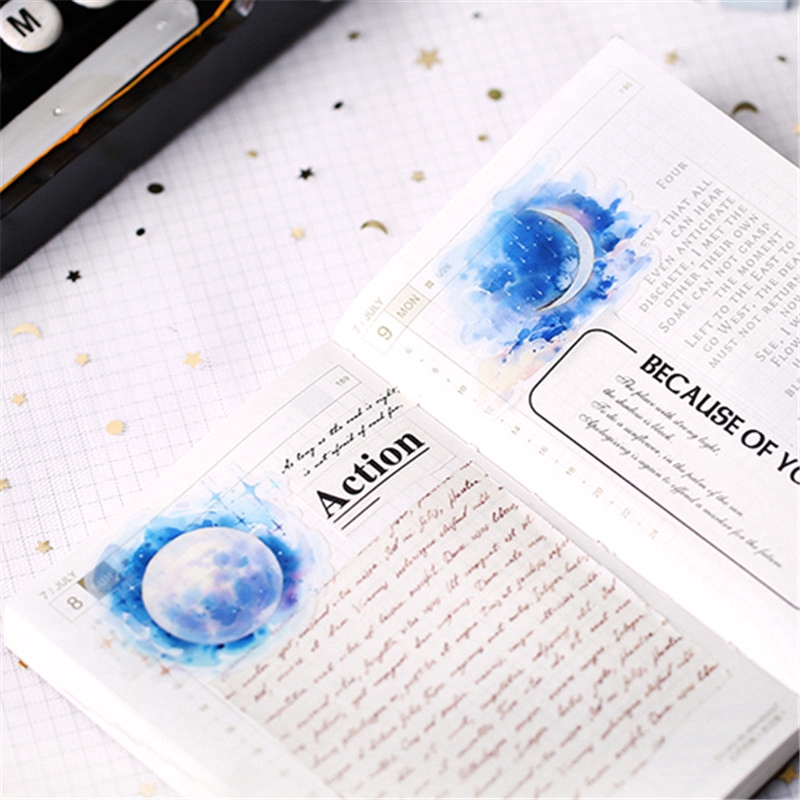 ❀ Blue Planet Diary Giấy và decal dán tường ❀ 15pcs/set Fashion Album Scrapbooks Mixed DIY Decor Stickers ML07449