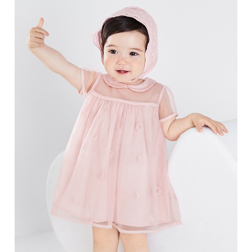 (0-3 tuổi) Set váy voan kèm mũ bé gái hãng BALABALA 20022111101360334 màu hồng (ảnh và video thật)