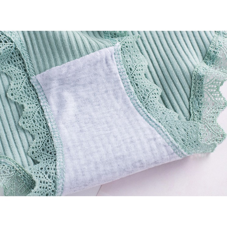 Quần lót nữ cotton gân tăm nơ vuông viền ren thun lạnh dễ thương sexxy gợi cảm (8 màu) | BigBuy360 - bigbuy360.vn