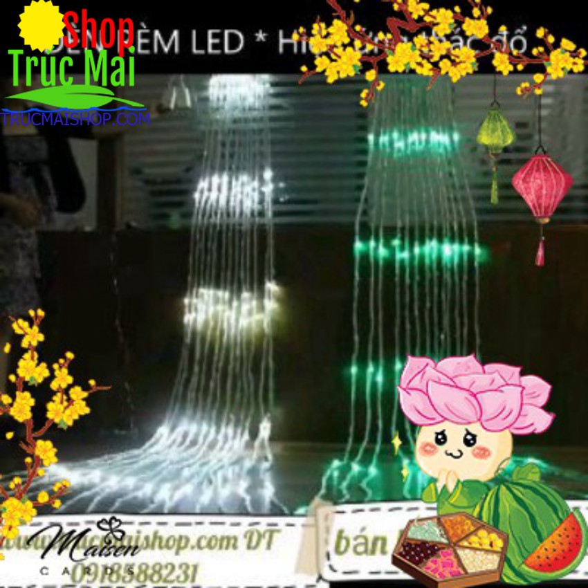 Combo 10 Bộ Đèn Led Thả Rèm Mưa Rơi/ Thác Nước - Đèn Nháy Thả Mành, Trang Trí Cây Đẹp Lung Linh