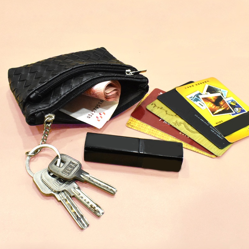 Ví Đựng Tai Nghe, Thẻ, Đồng Xu Họa Tiết Đan Chéo