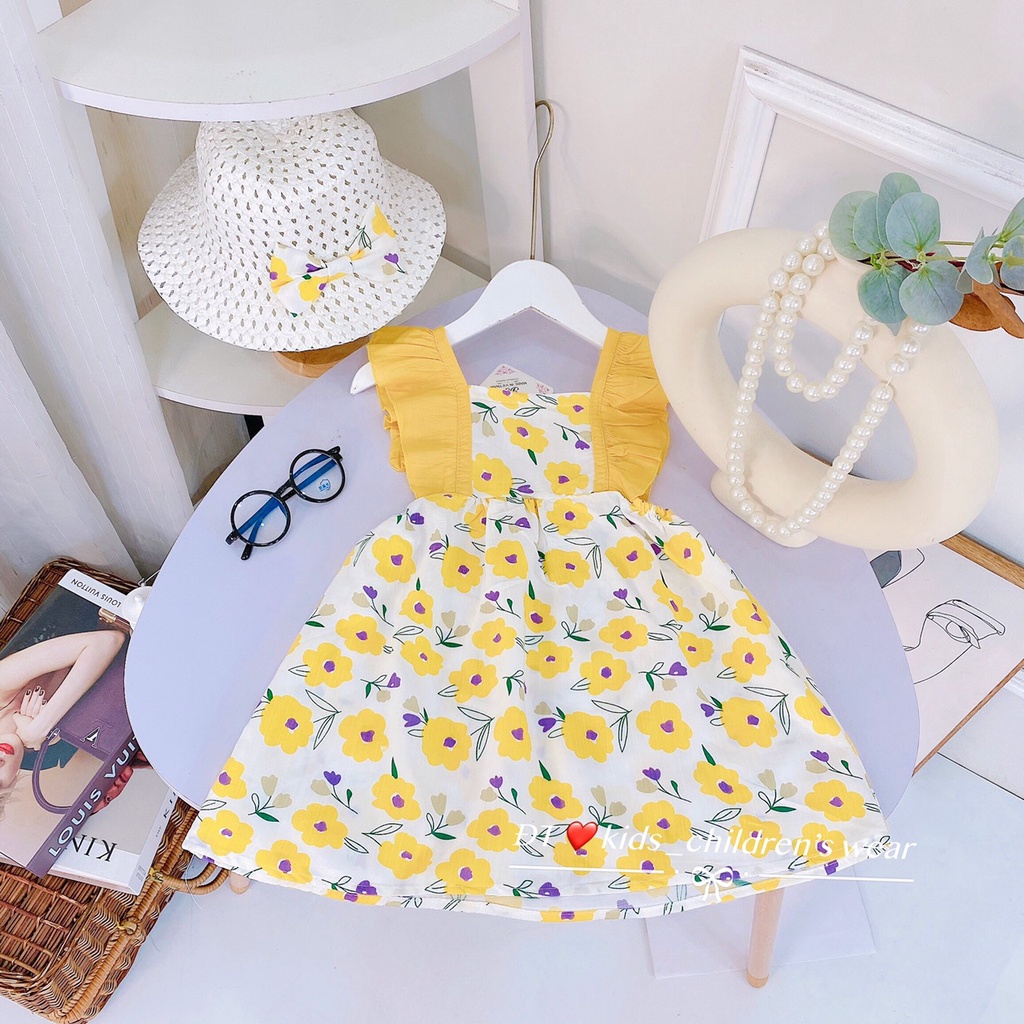 Váy hoa cánh tiên kèm mũ bé gái