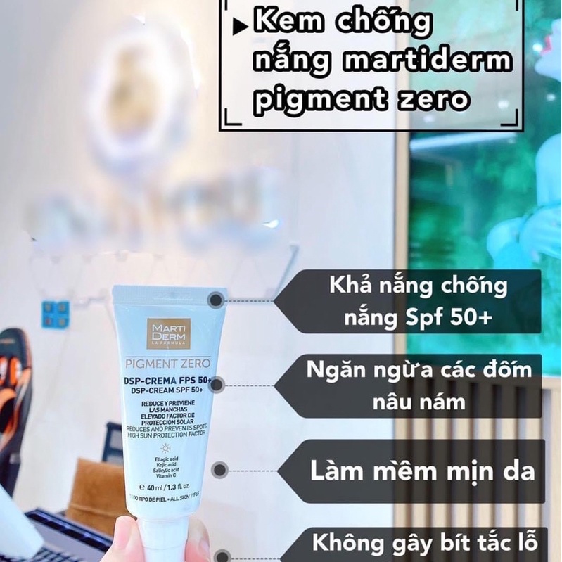 [Chính Hãng CTY] Kem ngày dữơng Chống Nắng Ban Ngày Làm Sáng Da, Mờ Sắc Tố  - MartiDerm Pigment Zero DSP SPF50+ Cream