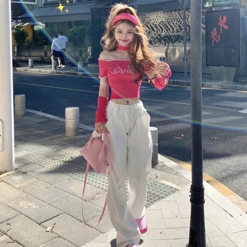 ÁO CROPTOP BARBIE HỒNG PHỐI TAY NĂNG ĐỘNG