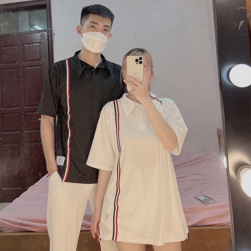 Phông Polo Vạch Dọc Tho.m Hai Màu PSD1 Ảnh Thật