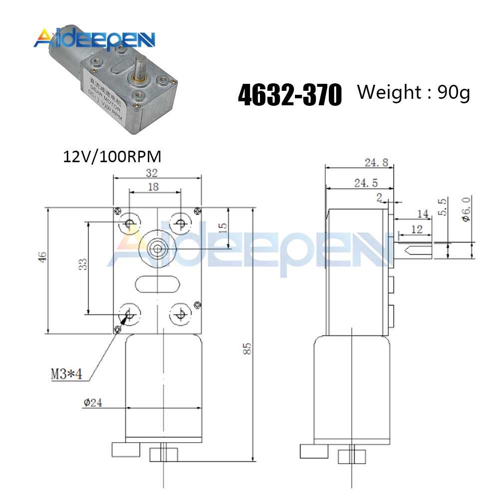 Mô Tơ Giảm Tốc 4632-370 Dc 12v 1 5 10 20 50 100 200 250rpm