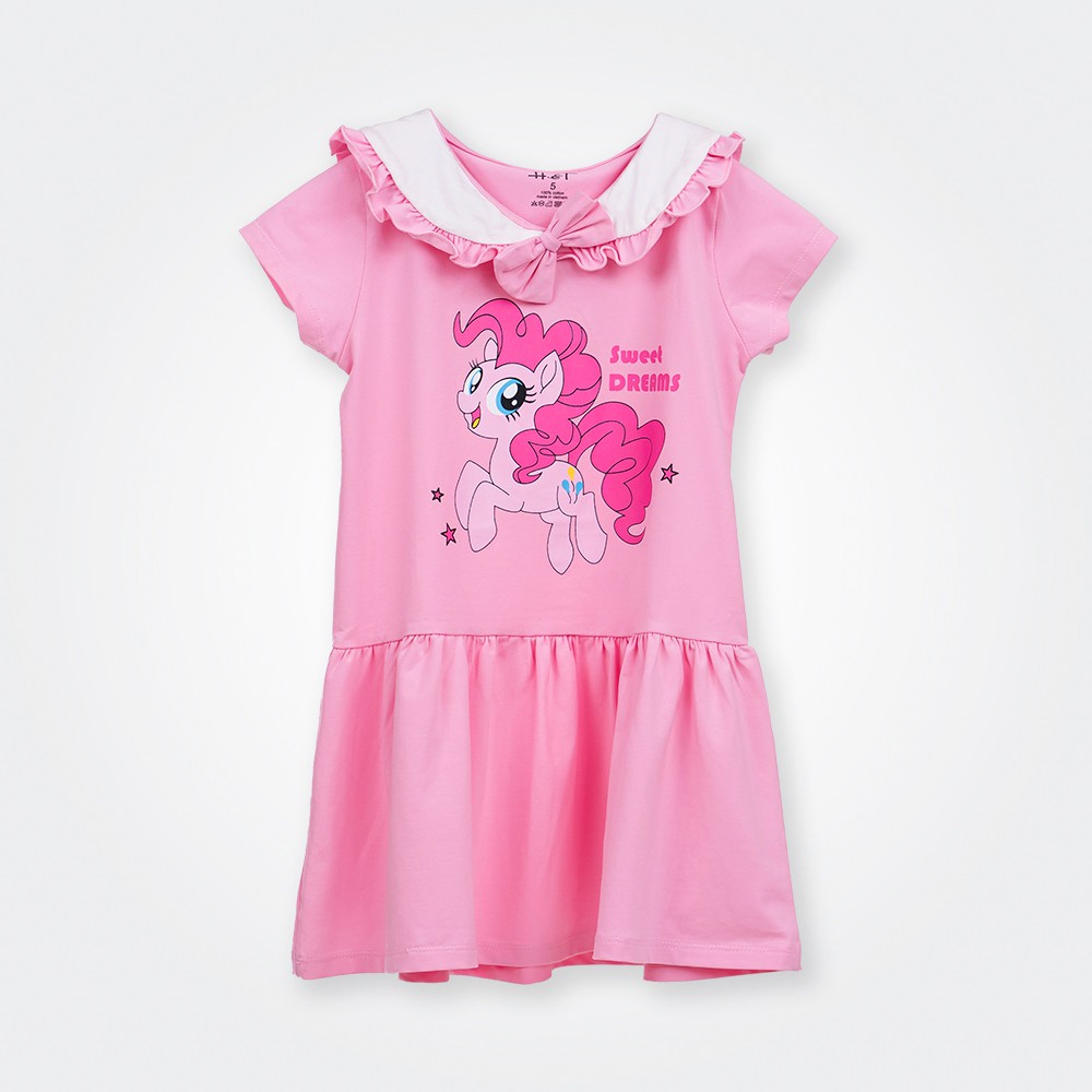 Váy bé gái Đầm cổ sen phối bèo Pony BOMINES vải cotton cho bé từ 10 đến 30kg