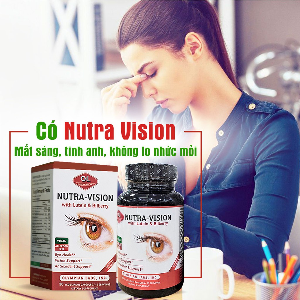 Viên Uống Bổ Mắt tăng thị lực dùng cho bé từ 6 tuổi Nutra Vision giúp sáng mắt Lọ 30 Viên