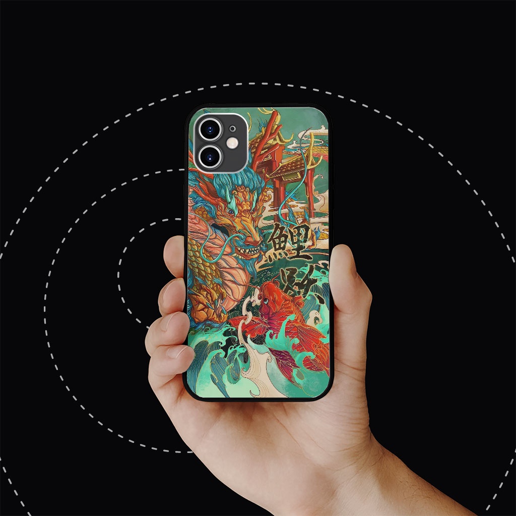 Ốp Lưng Ip hình Cá Chép Hoá Rồng Thanh Long Uốn Lượn ECOMEX cho Iphone 13 14 7 8 Plus 11 12 Pro Max X Xr MYS20220035