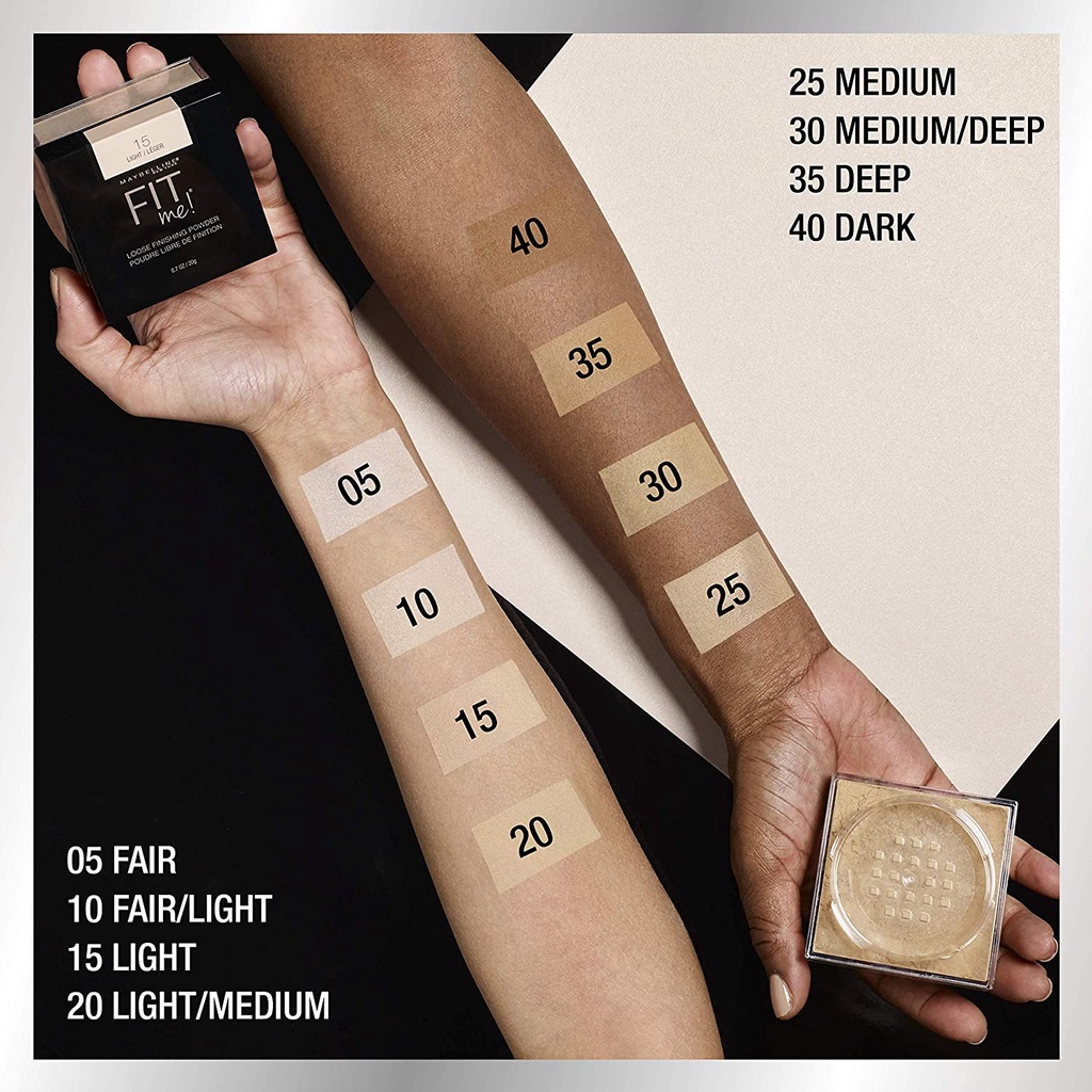 Phấn Phủ Bột Maybelline New York Fit Me Loose Finishing Powder, Fair Light/Light/Dark, 0.7 oz