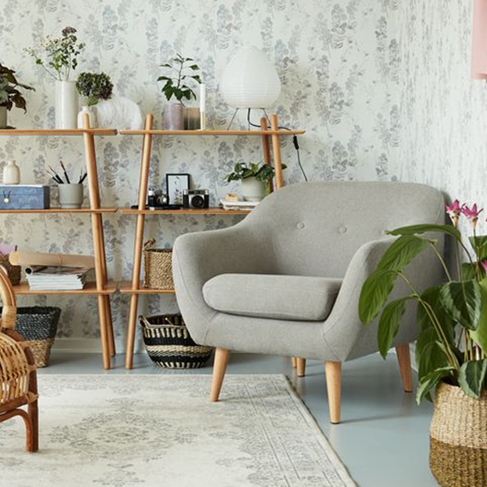 Ghế bành | JYSK Egedal | vải polyester | xám nhạt | R84xS81xC82cm