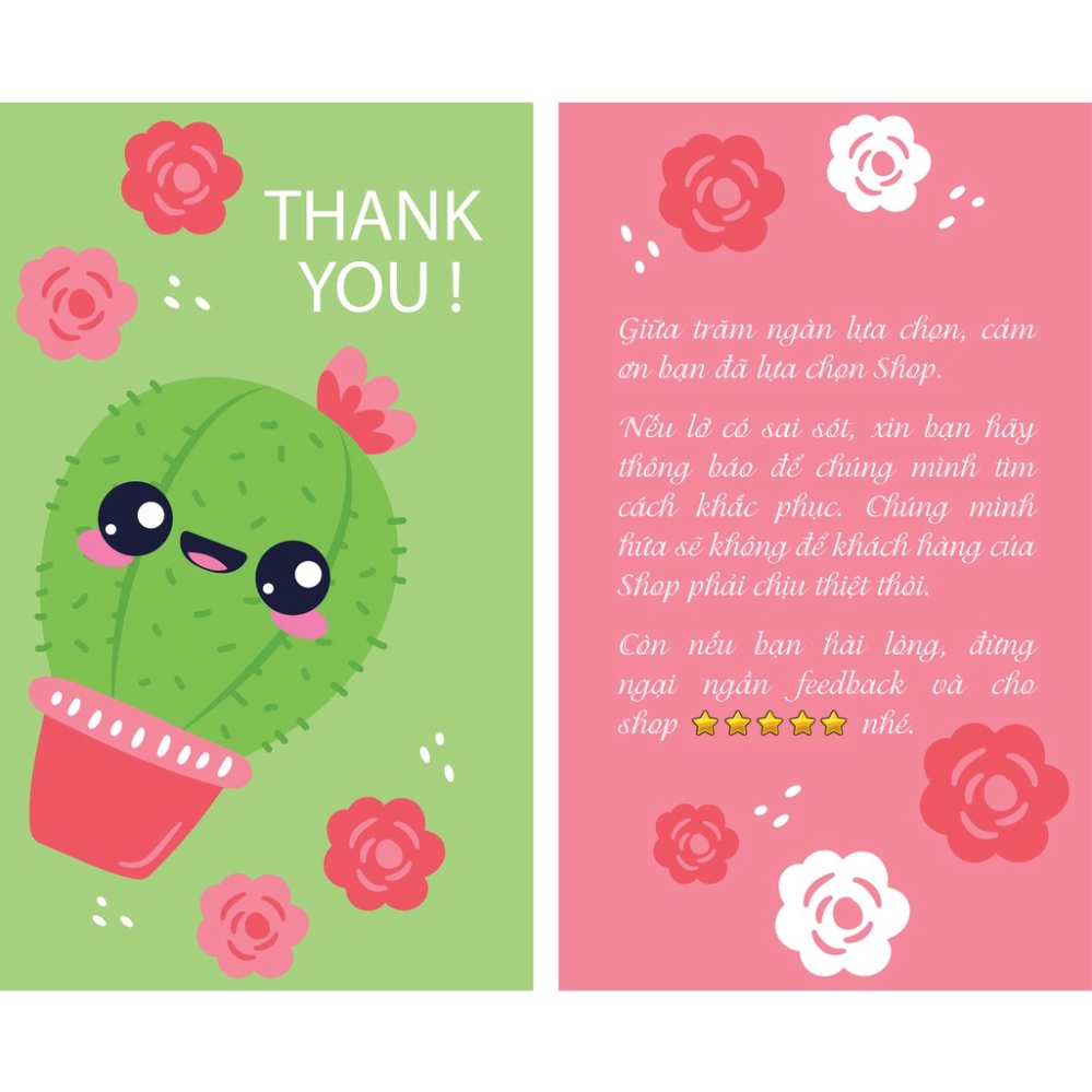 Thank you card, in thiệp cảm ơn theo yêu cầu dành cho các cửa hàng, nhiều mẫu siêu cute (95-100card/hộp)