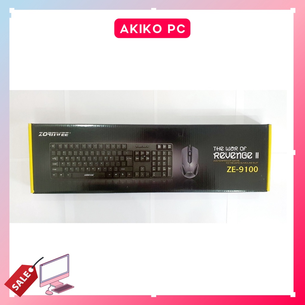 Bộ phím chuột máy tính kết nối dây cổng Usb bấm siêu êm không tiếng ồn lý tưởng dùng văn phòng AKIKO AK9100