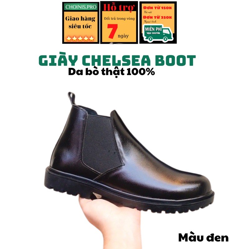 Giầy da CHELSEA BOOTS cao cổ da bò mềm Bốt cao cổ nam tăng cao 5cm