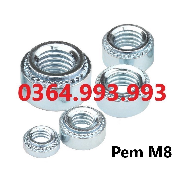 Gói 50 cái Pem M8-1, M8-1, Tán đóng M8-1, M8-2. Chất liệu: Mạ kẽm