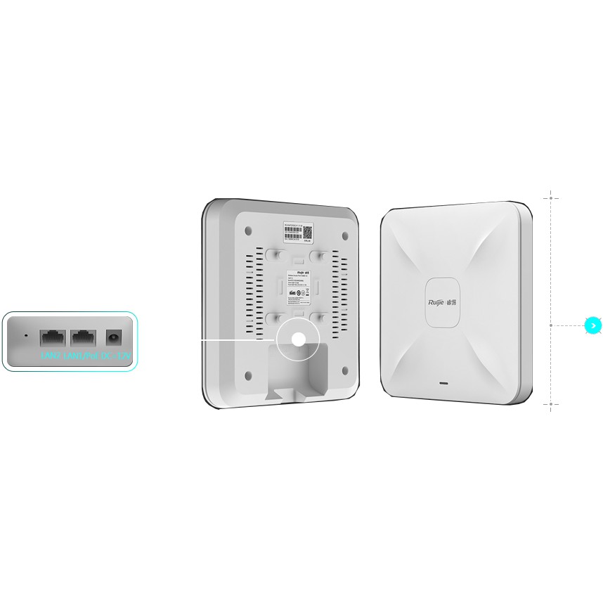 Bộ phát WiFi ốp trần Ruijie RG-RAP2200(F) 2200F LAN 100M  chuyên dụng cho nhiều người dùng 110 users (chính hãng)