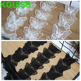 Miếng vải ren organza polyester hình bướm thêu hoa ren hai lớp 3D đính hạt cườm phụ kiện làm mạng che mặt đám cưới DIY