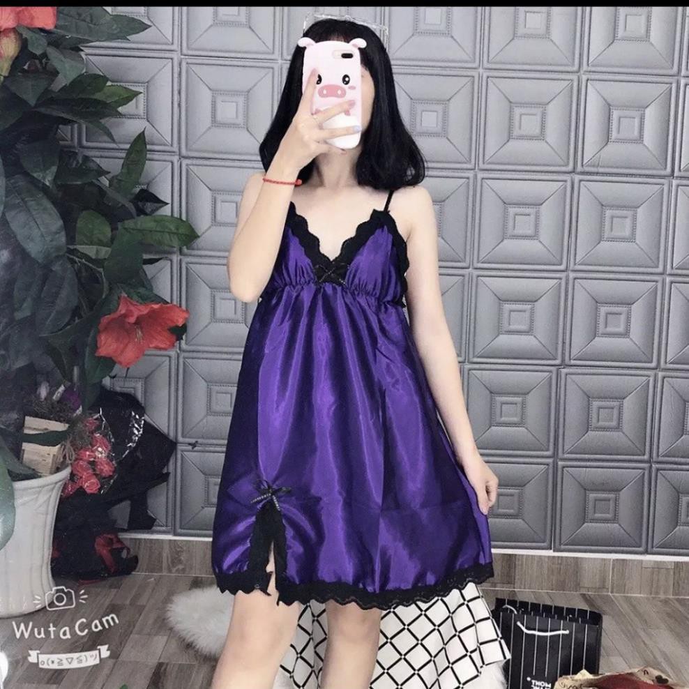 Đồ ngủ sexy ️D4 🥰 FREE SHIP ️🥰 Đồ ngủ sexy dáng xòe nhiều màu, chất phi lụa phối ren xẻ tà mềm mịn, quyến rủ | BigBuy360 - bigbuy360.vn