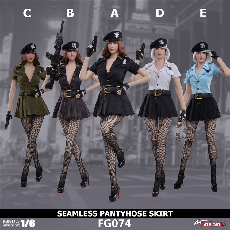 Mô hình quần áo Lính nữ FG074 tỉ lệ 1/6 Fire Girl Toys Pantyhose skirt Police Costume Set