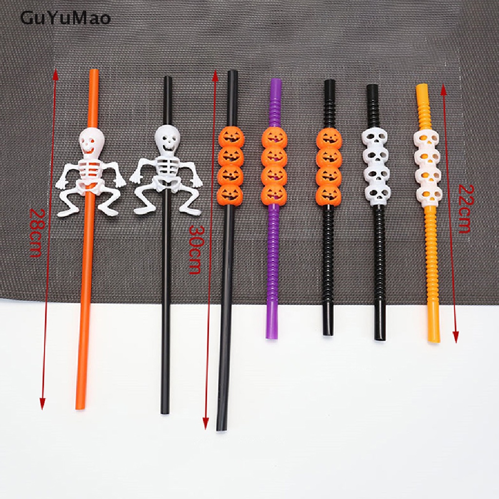 Bộ 5 Ống Hút Hình Quả Bí Ngô Ma Trang Trí Halloween