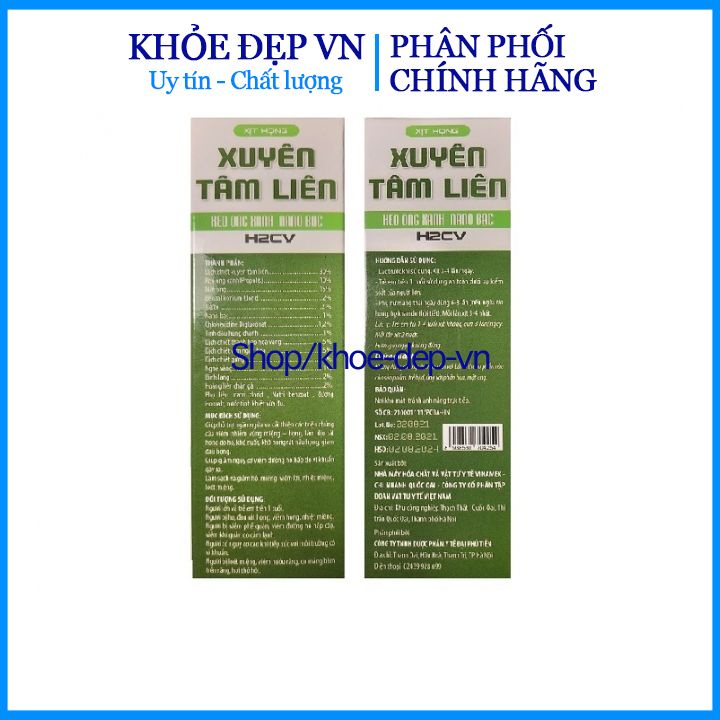 Xịt họng Xuyên tâm liên keo ong xanh nano bạc H2CV ngăn ngừa viêm nhiễm vùng miệng, giảm hôi miệng – Chai 30ml